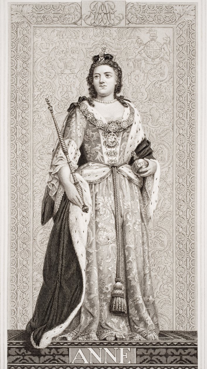 Królowa Anna (1665-1714) z „Illustrations of English and Scottish History” Tom II autorstwa J.L. Williams