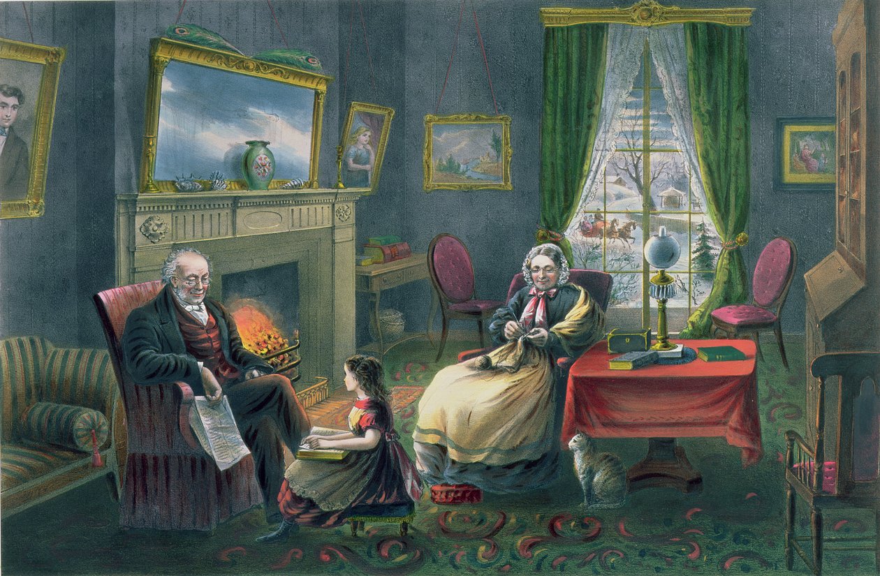 Cztery pory życia: starość, „Pora odpoczynku”, sztur. Parsons und Atwater, wyd. przez Currier i Ives, Nowy Jork, 1868 (patrz 87970, 87971) autorstwa N. and Ives, J.M. Currier