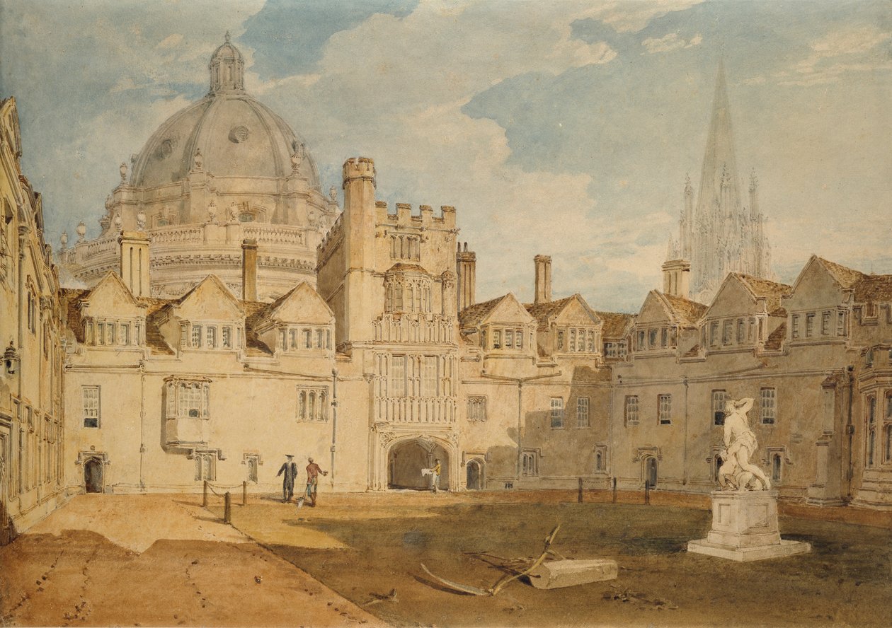 Widok z wnętrza Brazen Nose College Quadrangle, Oxford, 1803-1804 autorstwa Joseph Mallord William Turner