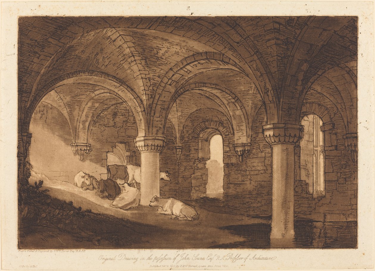 Krypta opactwa Kirkstall, opublikowana w 1812 r. autorstwa Joseph Mallord William Turner