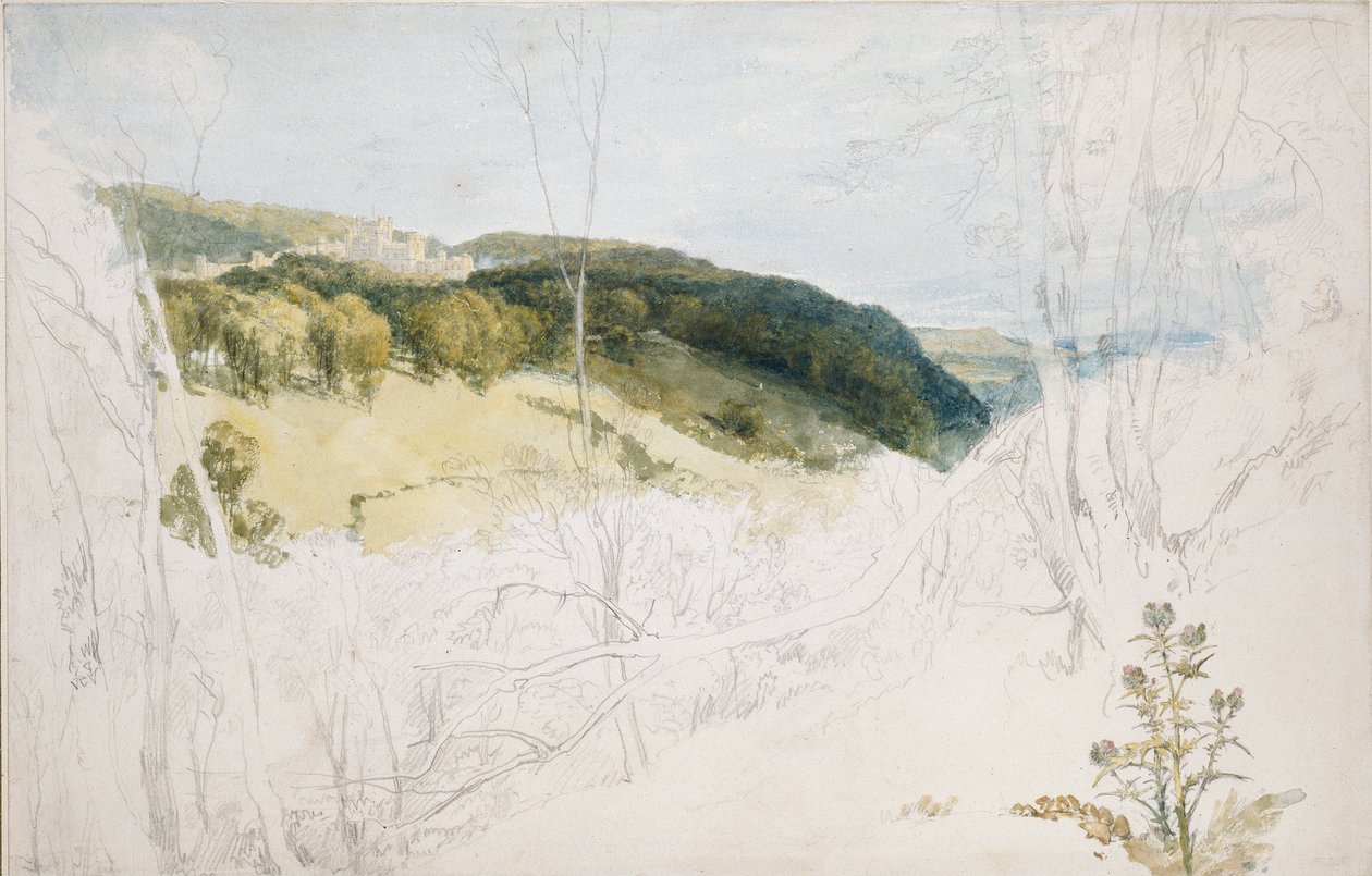 Odległy widok sceny w parku zamkowym Lowther, 1809 autorstwa Joseph Mallord William Turner