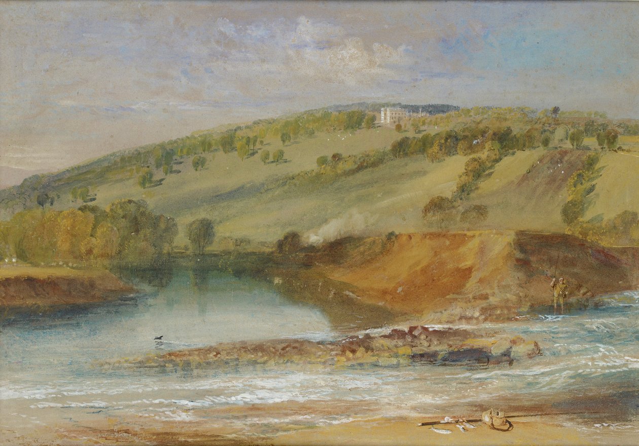 Farnley Hall, od skrzyżowania Wharfe i Washburn, 1818 autorstwa Joseph Mallord William Turner