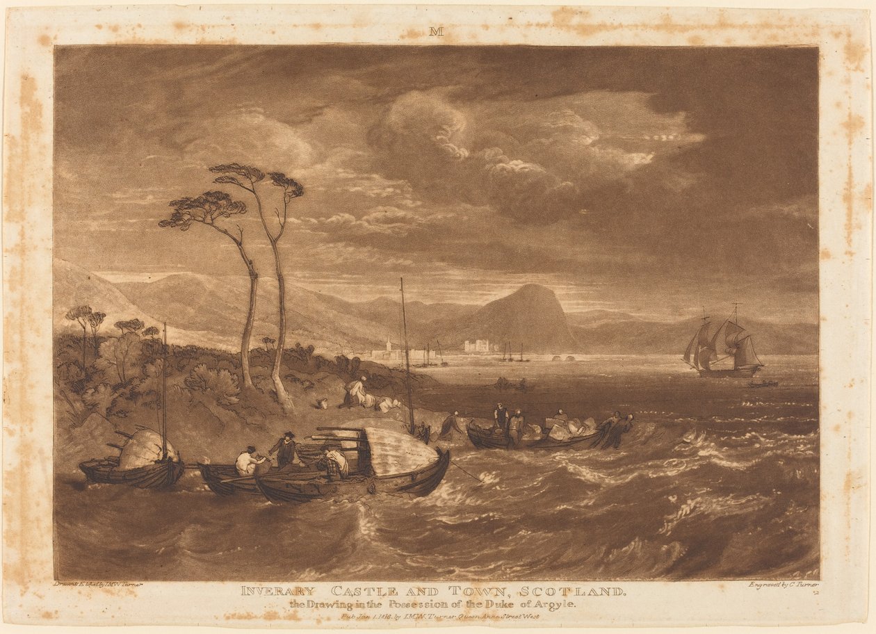 Zamek i miasto Inveraray, 1816 r. autorstwa Joseph Mallord William Turner