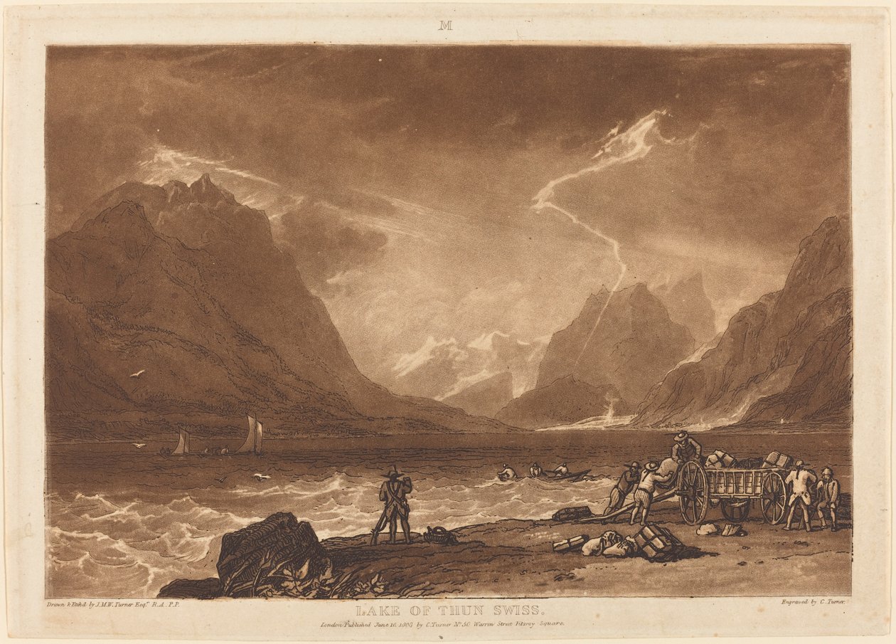 Jezioro Thun, opublikowane w 1808 r. autorstwa Joseph Mallord William Turner