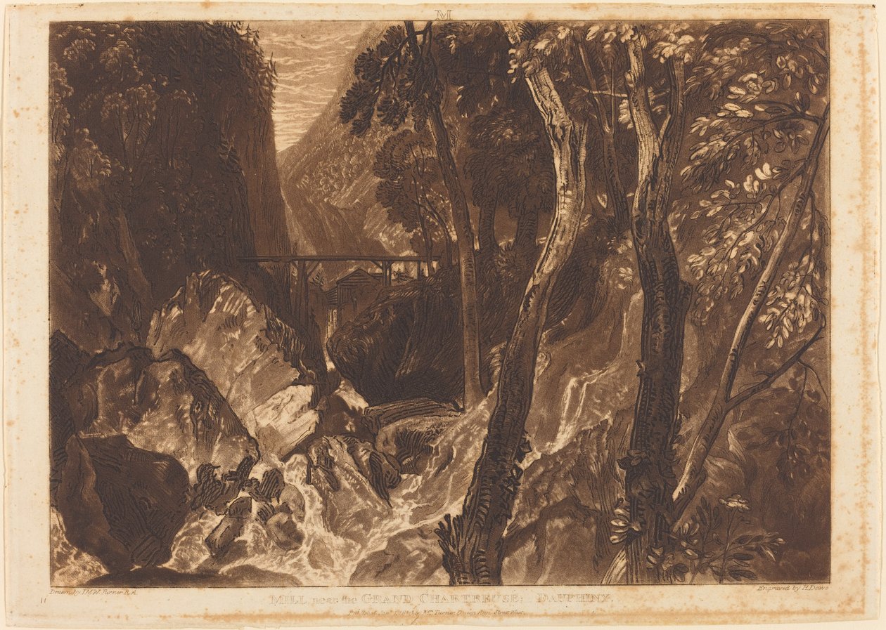 Młyn w pobliżu Grand Chartreuse, opublikowany w 1816 r. autorstwa Joseph Mallord William Turner
