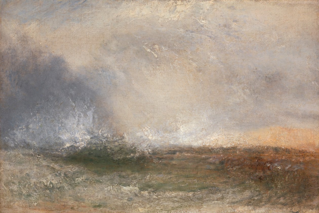 Burzliwe morze pękające na brzegu, między 1840 a 1845 rokiem. autorstwa Joseph Mallord William Turner