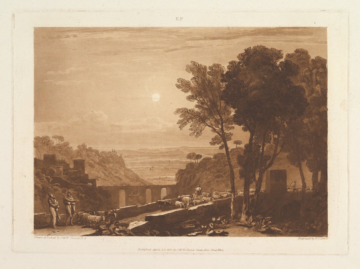 Most i Kozy Liber Studiorum, cz. IX, tablica 43, 23 kwietnia 1812 r. autorstwa Joseph Mallord William Turner