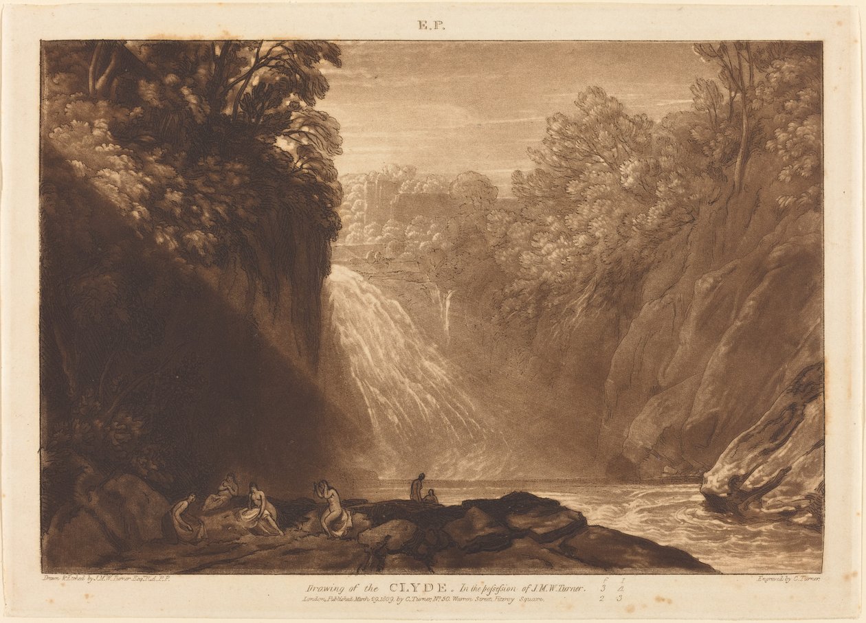 Upadek Clyde, opublikowany 1809. autorstwa Joseph Mallord William Turner