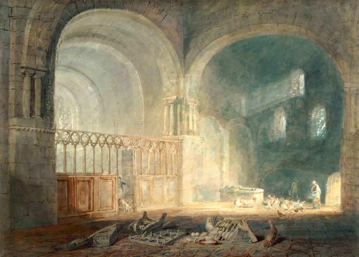 „Transept Ewenny Priory, Glamorganshire”, 1797 autorstwa Joseph Mallord William Turner