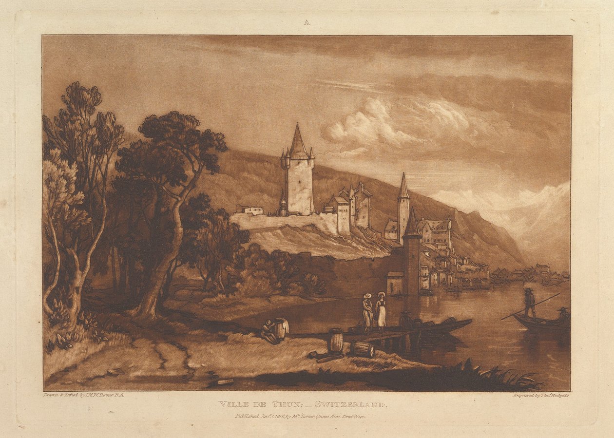 Miasto Thun, Szwajcaria Liber Studiorum, część XII, tablica 59, 1 stycznia, autorstwa Joseph Mallord William Turner