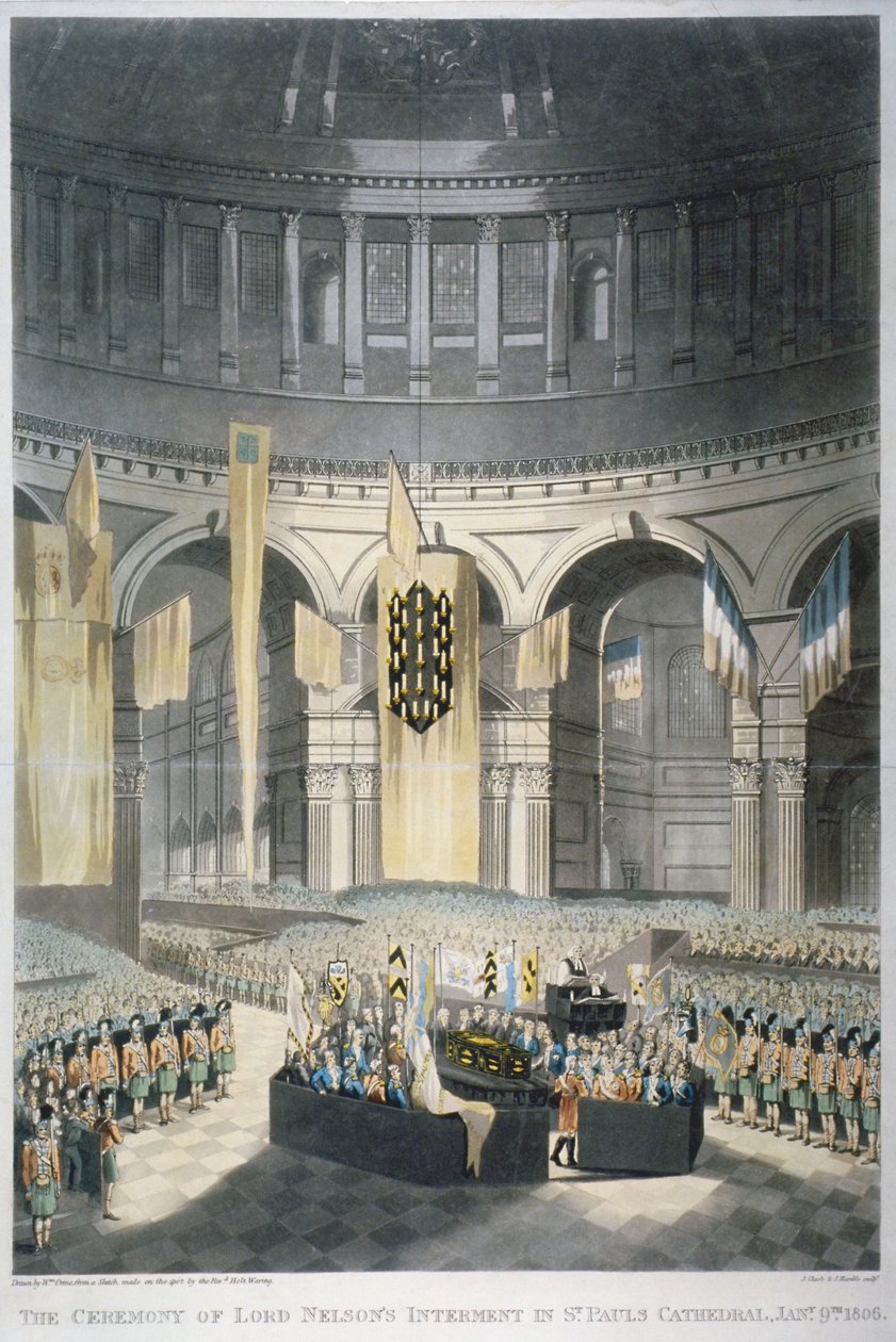 Ceremonia pochówku Lorda Nelsona w katedrze św. Pawła w Londynie, 1806 r autorstwa JR Hamble