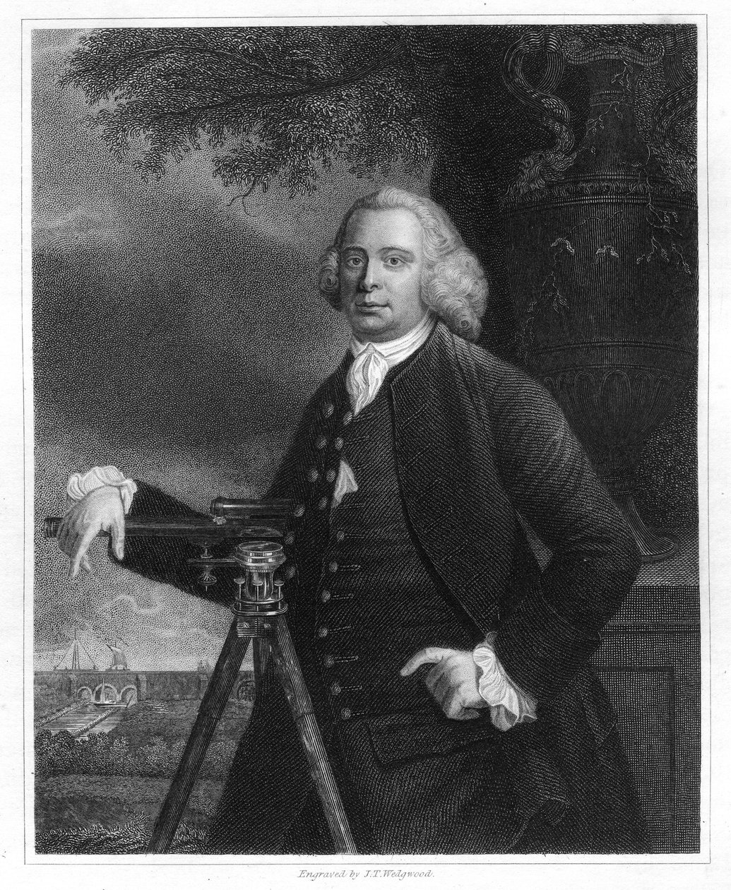 James Brindley, XVIII-wieczny angielski inżynier budownictwa i budowniczy kanałów, 1836 autorstwa JT Wedgwood