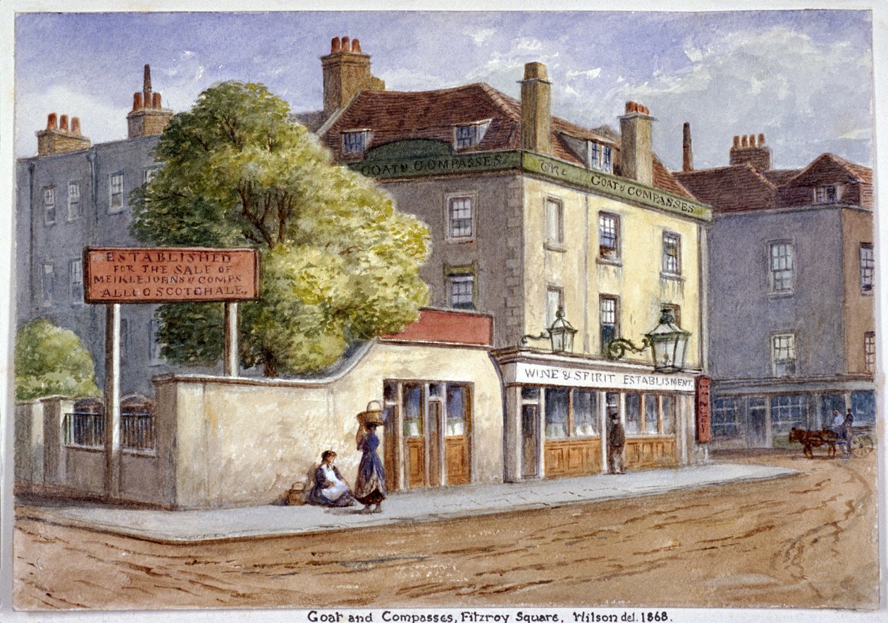 Old Goat and Compasss Inn, Marylebone Road, Londyn, 1868 autorstwa JT Wilson