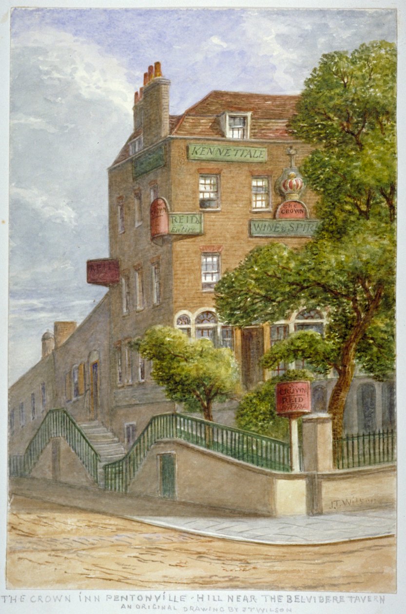 The Crown Inn, Pentonville Hill, Islington, Londyn, c1865 autorstwa JT Wilson