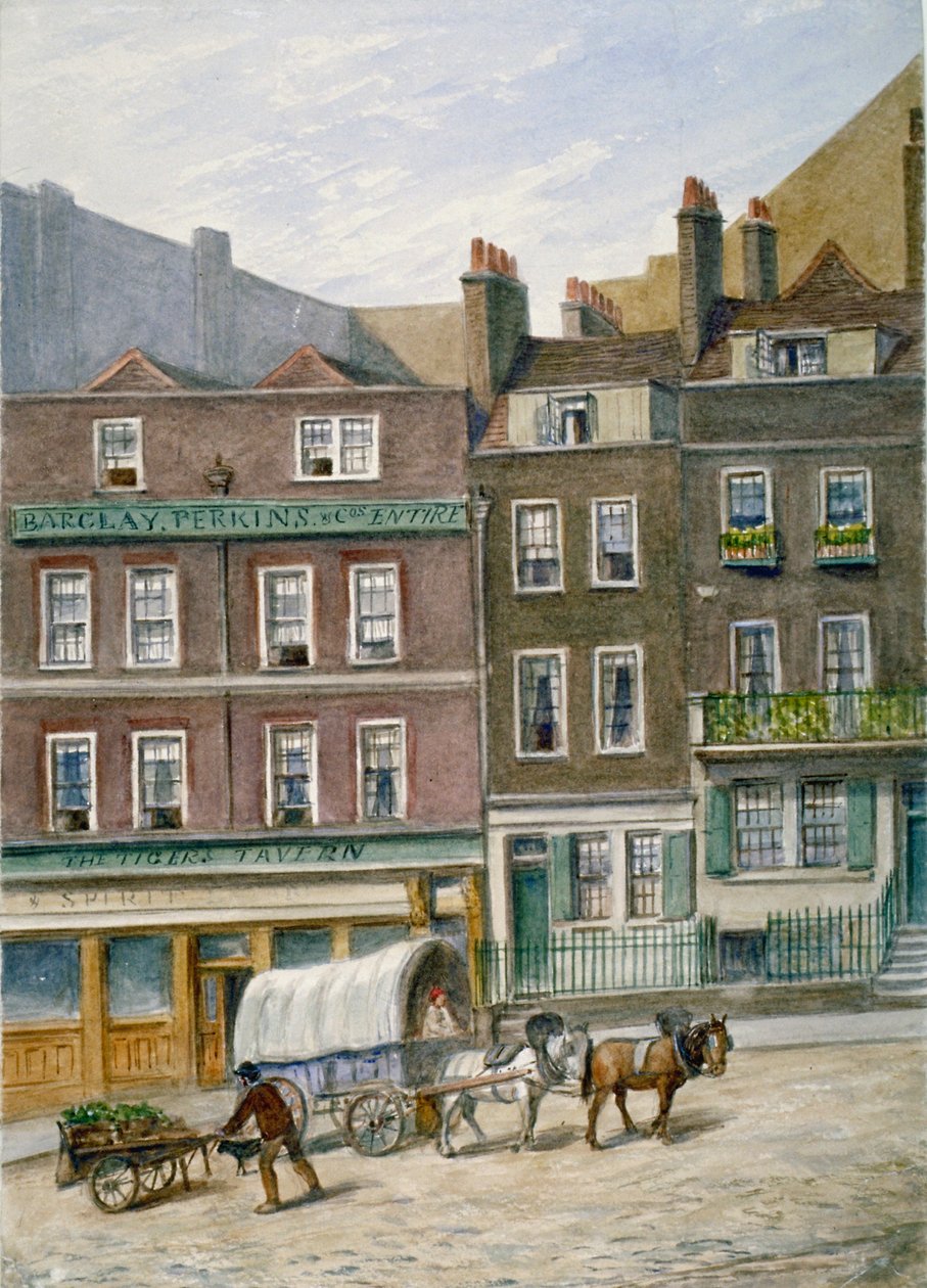 Tiger Tavern, Tower Dock, Londyn, 1868. autorstwa JT Wilson