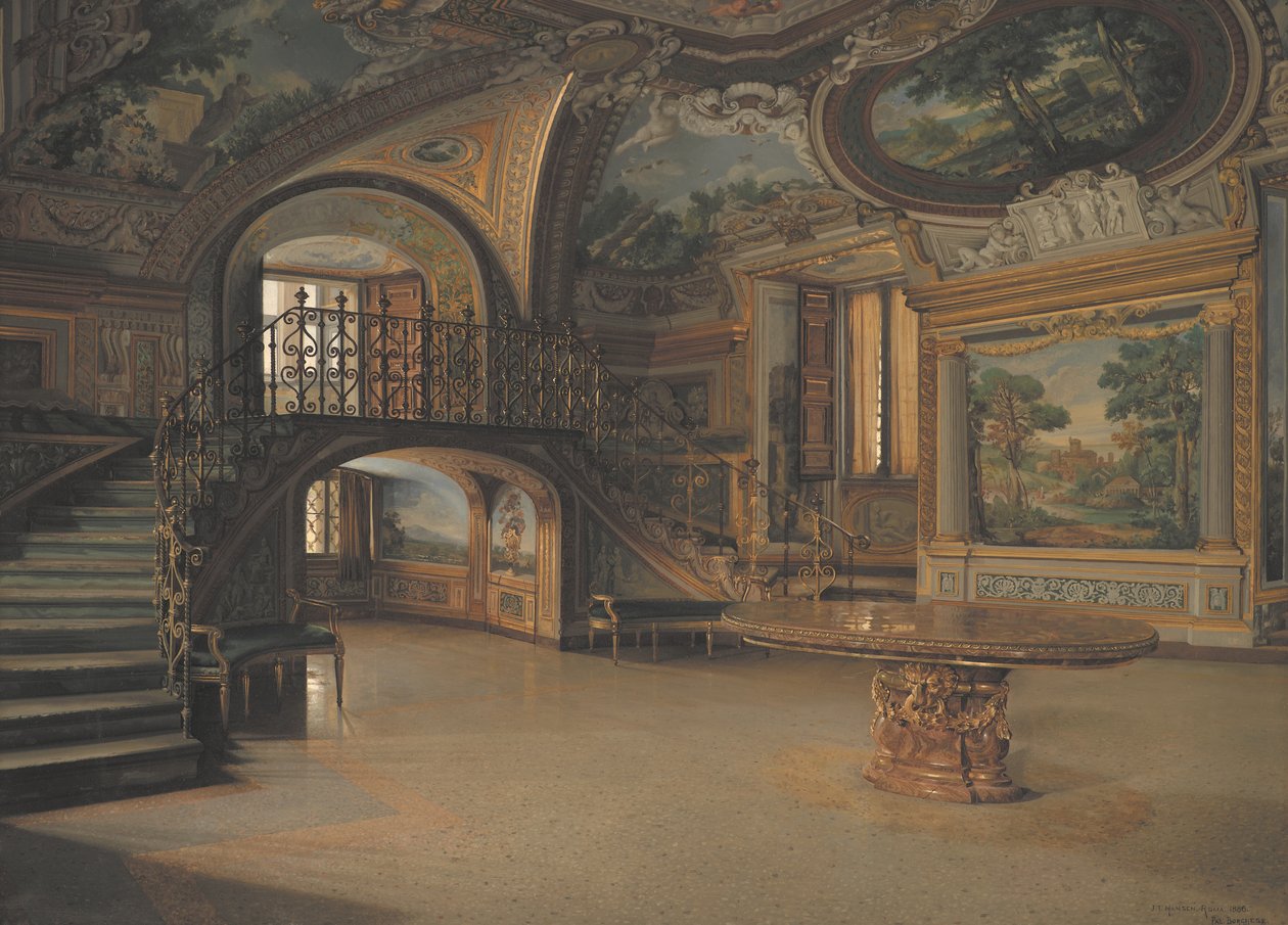 En sal i Palazzo Borghese autorstwa J.Th. Hansen