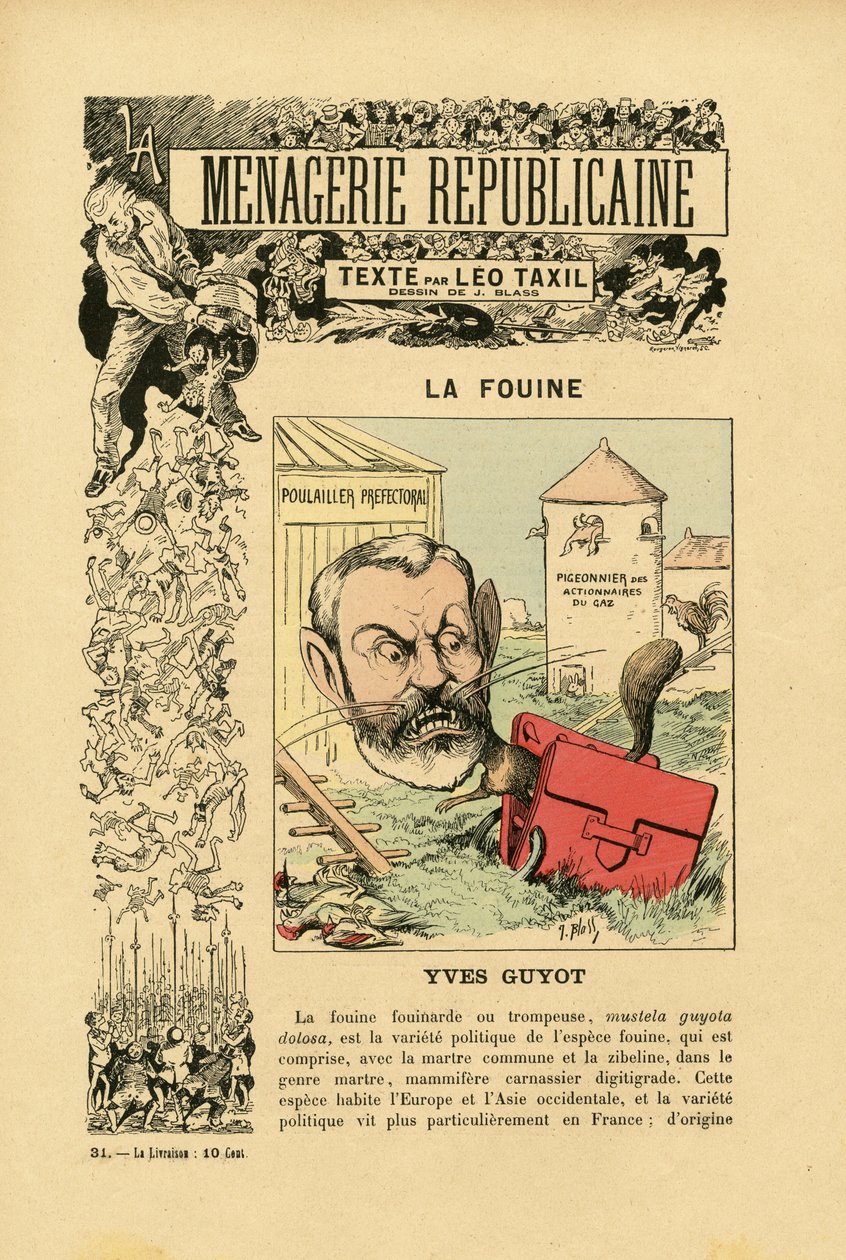 Ilustracja J. Blassa (1847-1892) w Menagerie Republicaine Humorystyczna galeria głównych bohaterów III Republiki autorstwa J. (1847 1892) Blass