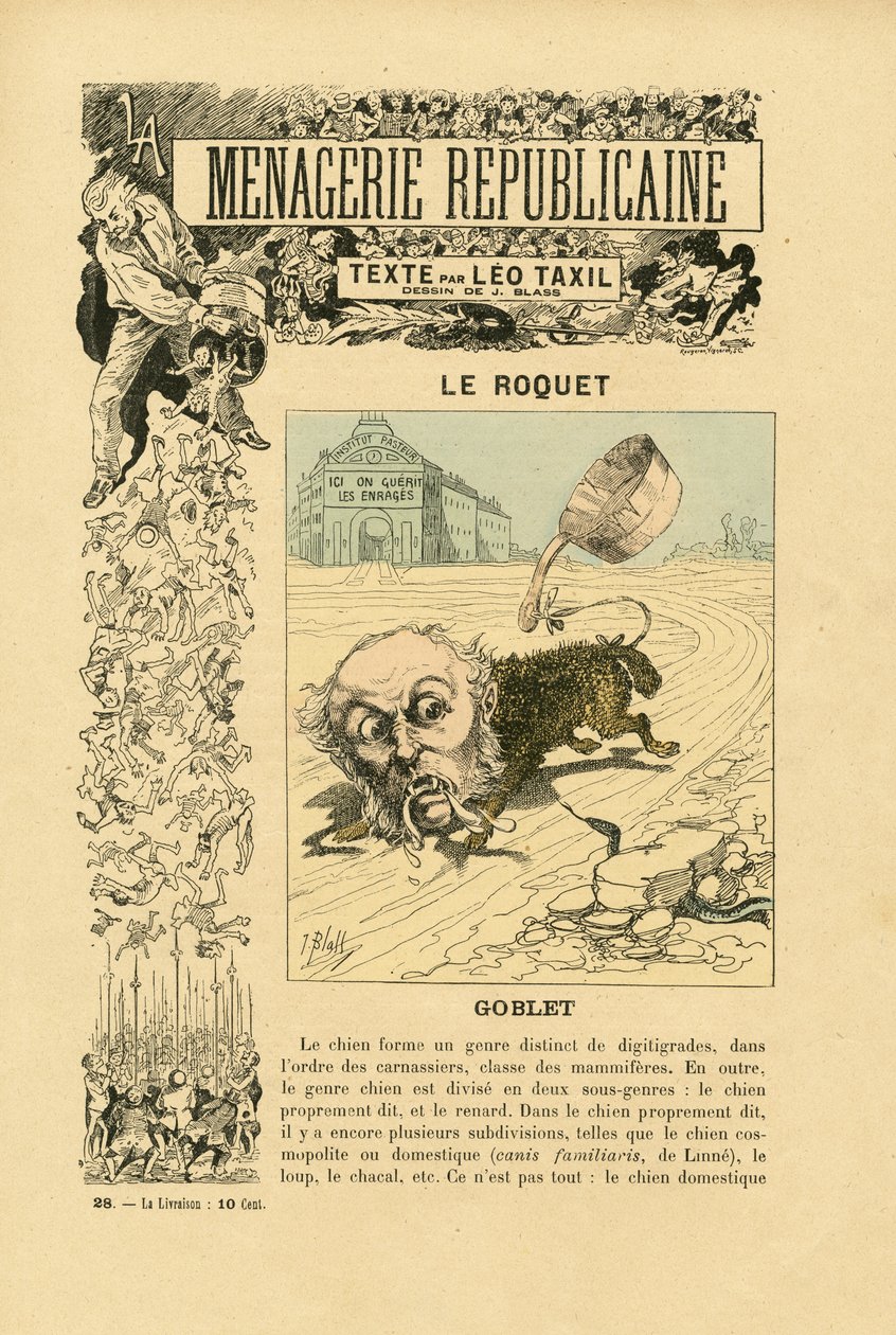 Ilustracja J. Blassa (1847-1892) w Menagerie Republicaine Humorystyczna galeria głównych bohaterów III Republiki autorstwa J. (1847 1892) Blass