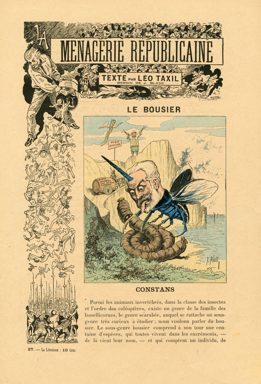 Menagerie Republicaine Humorystyczna galeria głównych bohaterów III RP, nr 27, Satirique en Couleurs autorstwa J. (1847 1892) Blass