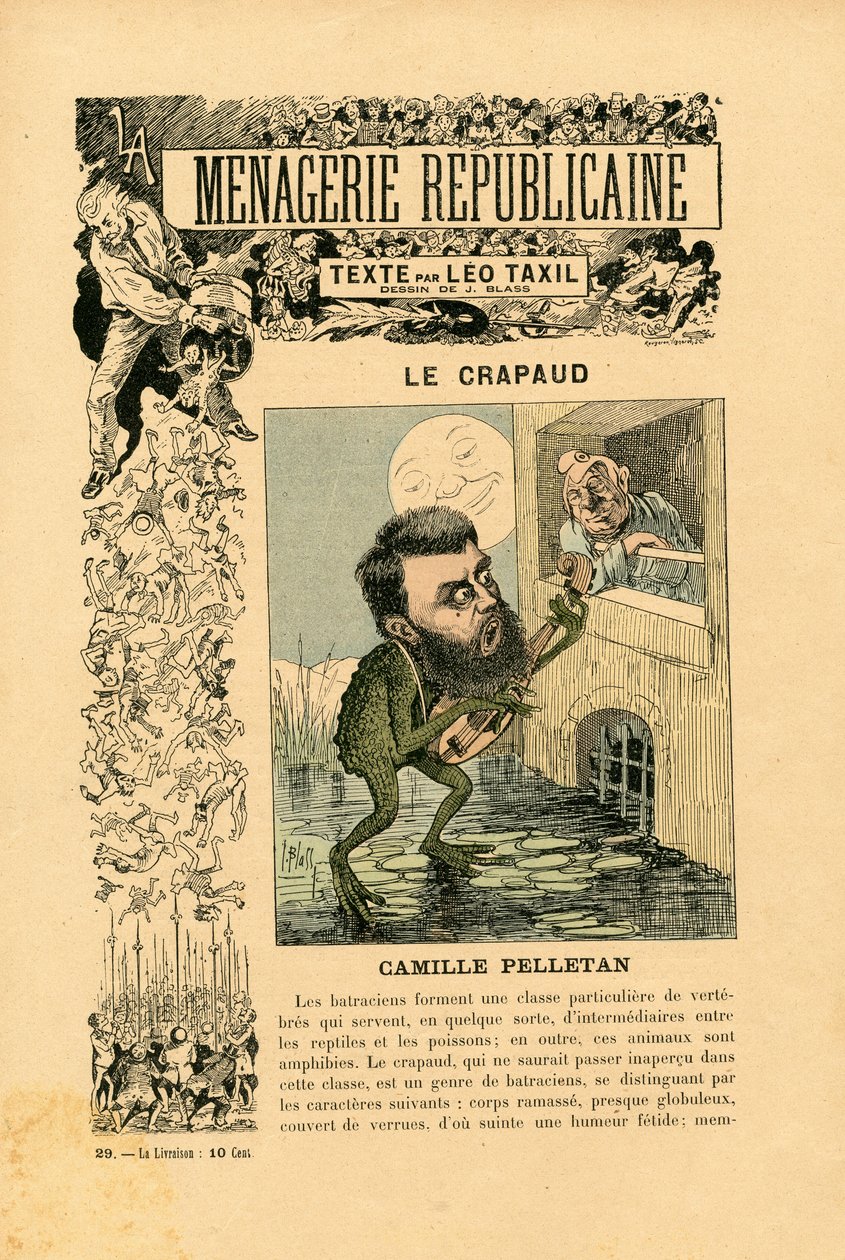Menagerie Republicaine Humorystyczna galeria głównych bohaterów III RP, nr 29, Satirique en Couleurs autorstwa J. (1847 1892) Blass