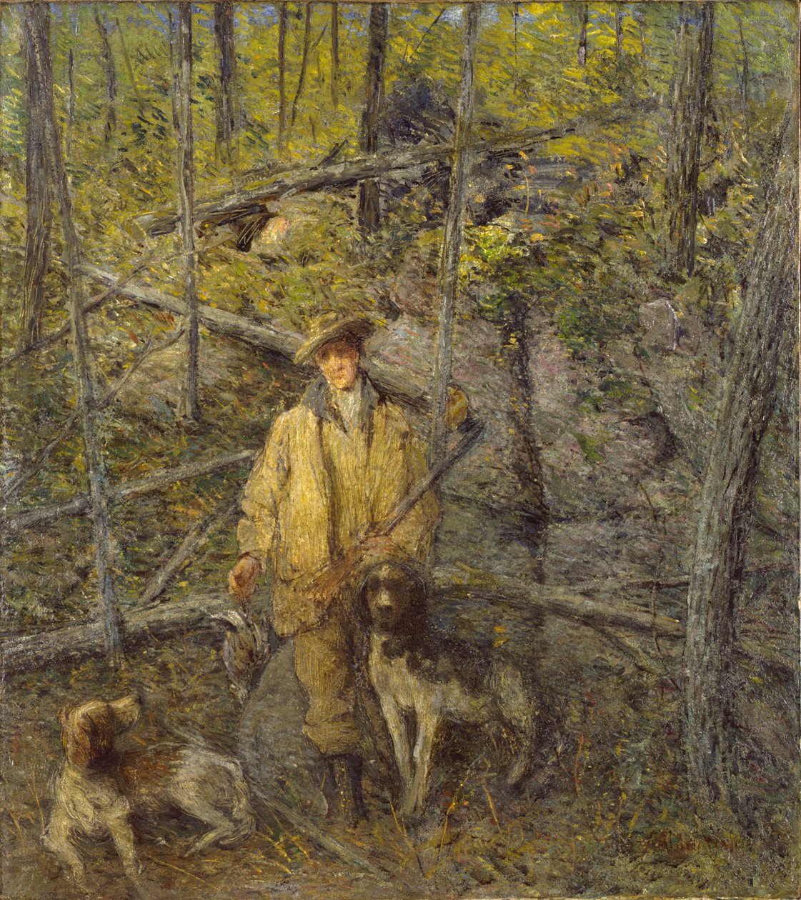 Myśliwy i psy autorstwa J. Alden Weir