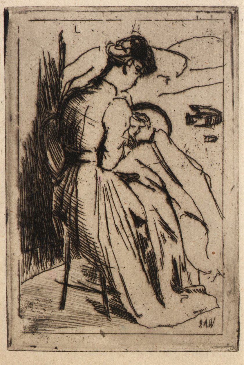 Kobieta haftująca autorstwa J. Alden Weir