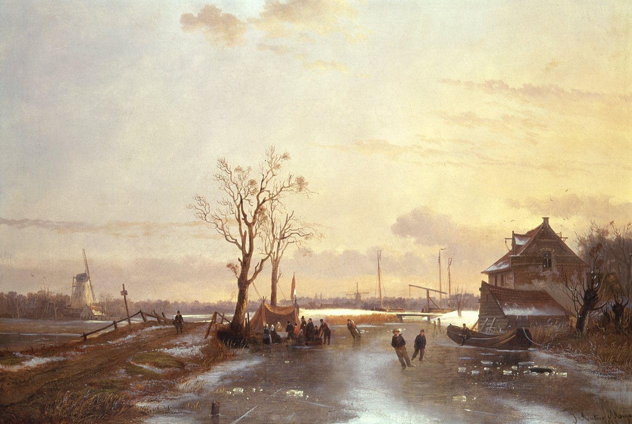 Scena zimowa, 1853 autorstwa J. Anton Mignon