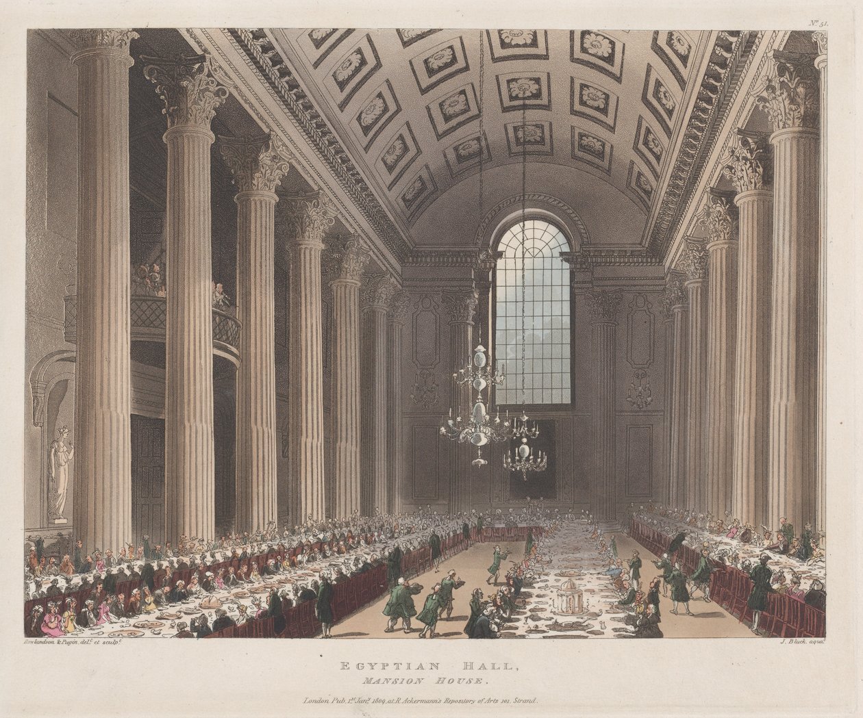 Sala Egipska, Mansion House, 1 stycznia 1809 r., 1 stycznia 1809 r. autorstwa J. Bluck