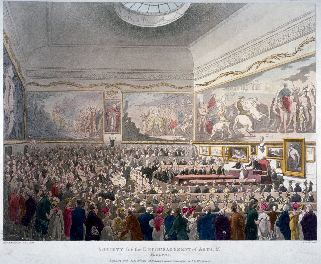 Spotkanie Towarzystwa Sztuki w Budynkach Adelphi, Westminster, Londyn, 1809 autorstwa J Bluck