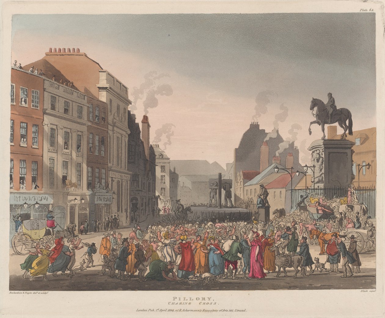 Pręgierz, Charing Cross, 1 kwietnia 1809., 1 kwietnia 1809. autorstwa J. Bluck