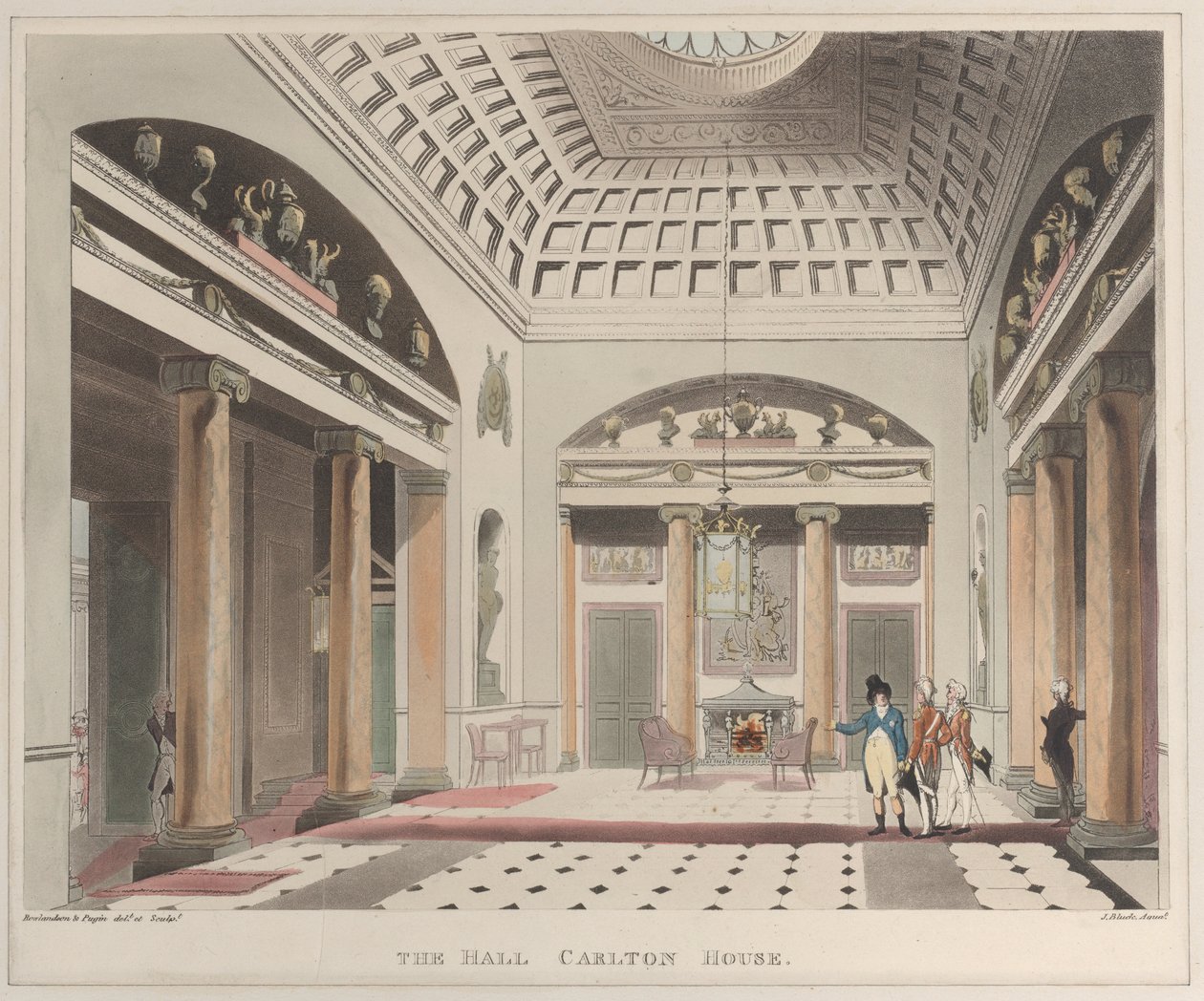 The Hall Carlton House Microcosm of London, tablica 15, 1 kwietnia 1808 r., 1 kwietnia 1808 r. autorstwa J. Bluck
