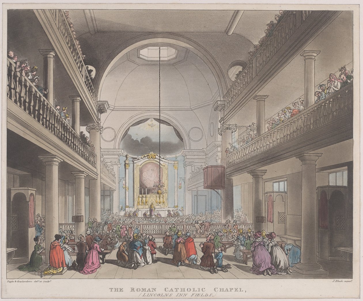 Kaplica rzymskokatolicka, Lincolns Inn Fields, 1 kwietnia 1808 r., 1 kwietnia 1808 r. autorstwa J. Bluck