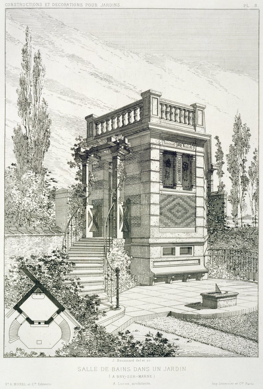 Pokój kąpielowy, z tomu projektów różnych architektów, pub. Morel & Cie, Paryż, ok.1880 autorstwa J. Boussard