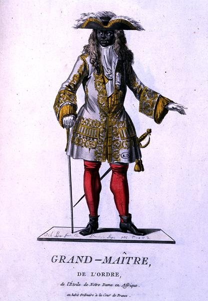 Wielki Mistrz Orderu Gwiazdy Notre-Dame w Afryce, z „Recueil de Tous Les Costumes des Orders Religieux et Militaires”, opublikowany 1785 (kolorowa grawerunek) autorstwa J. C. (after) Bar