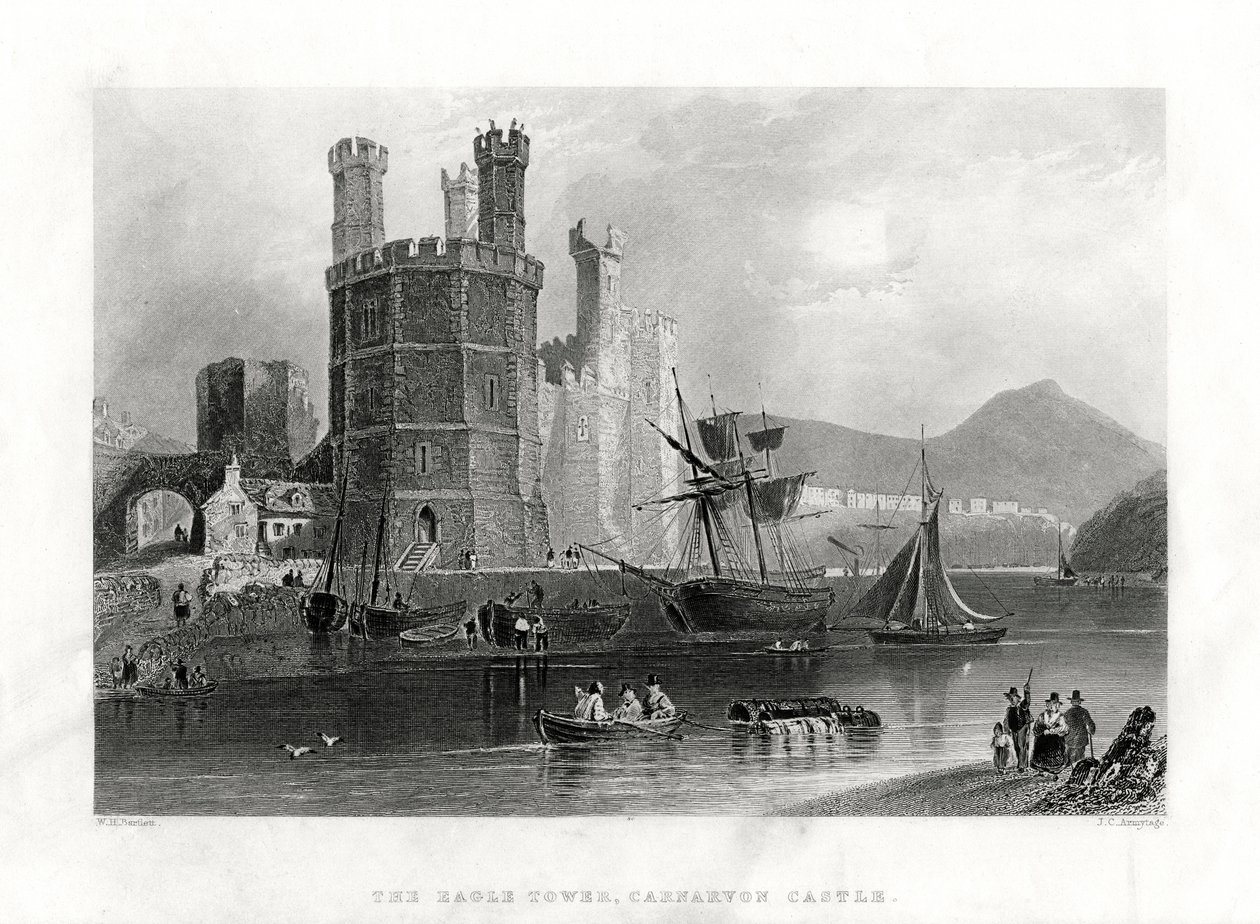 Orła Wieża, Zamek Carnarvon, Caernarfon, Północna Walia, 1860 autorstwa J. C. Armytage