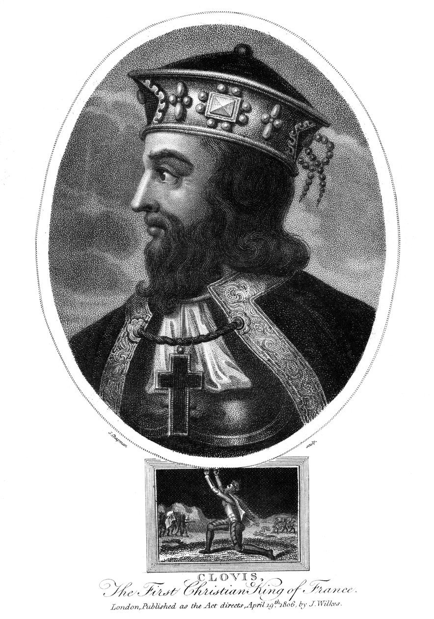 Clovis, pierwszy chrześcijański król Franków, 1806. autorstwa J. Chapman