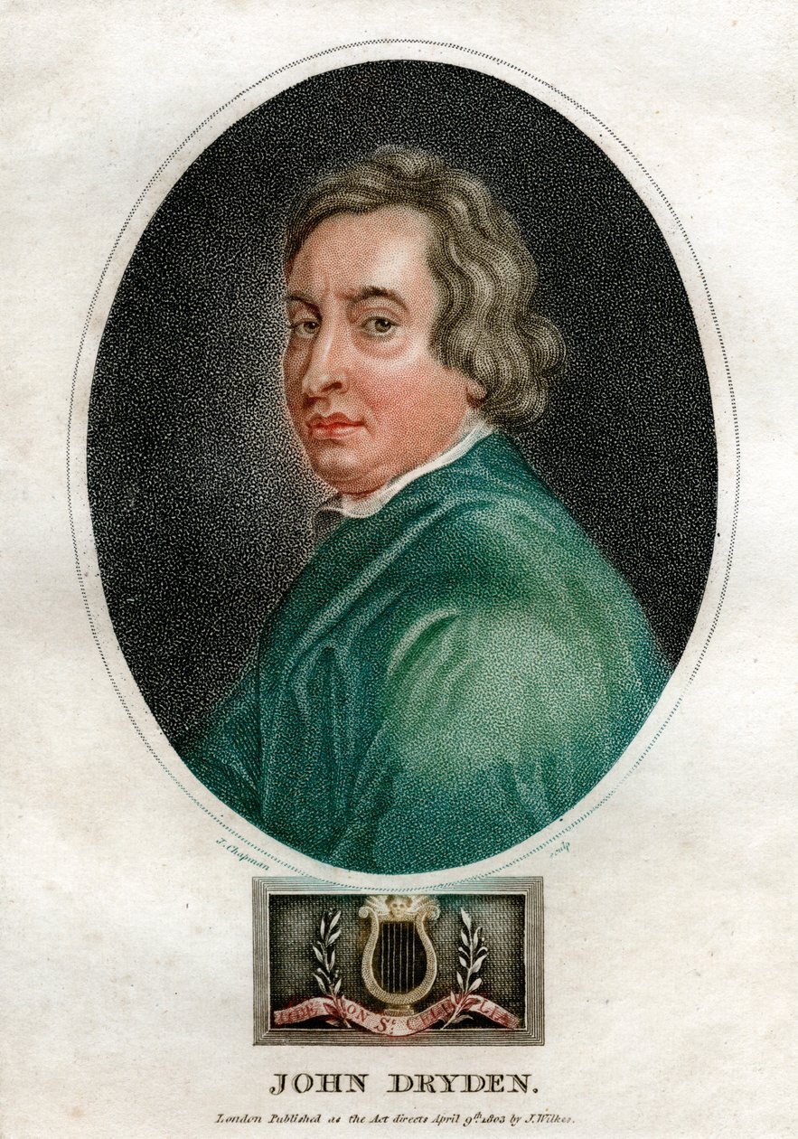 John Dryden, XVII-wieczny angielski dramaturg i poeta-laureat, 1803. autorstwa J. Chapman