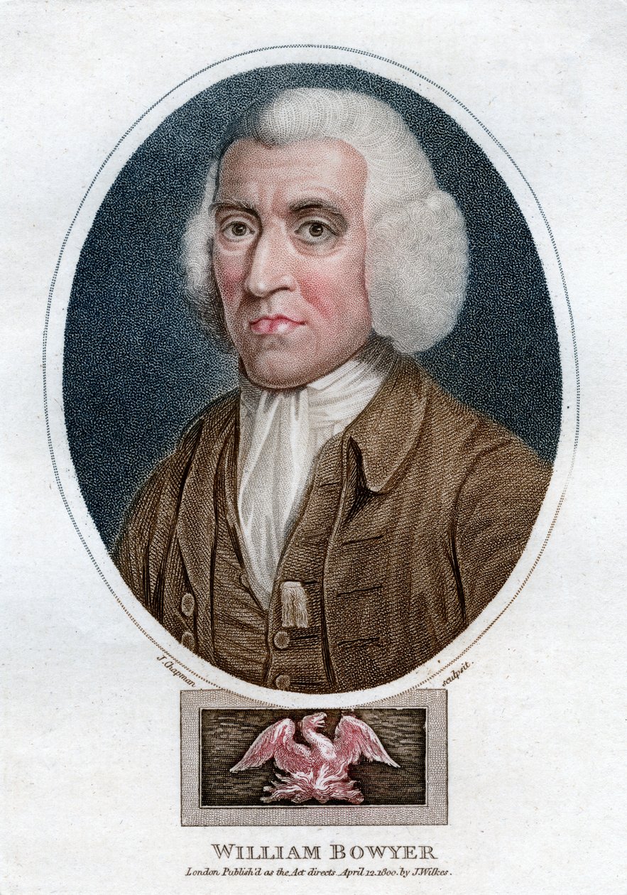 William Bowyer, XVIII-wieczny angielski drukarz i redaktor literacki, 1800. autorstwa J. Chapman