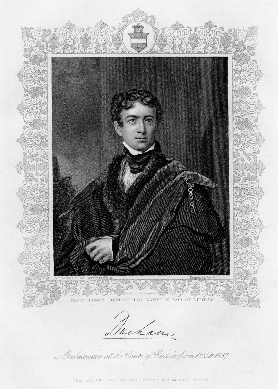 John George Lambton, hrabia Durham, XIX wiek autorstwa J. Cochran