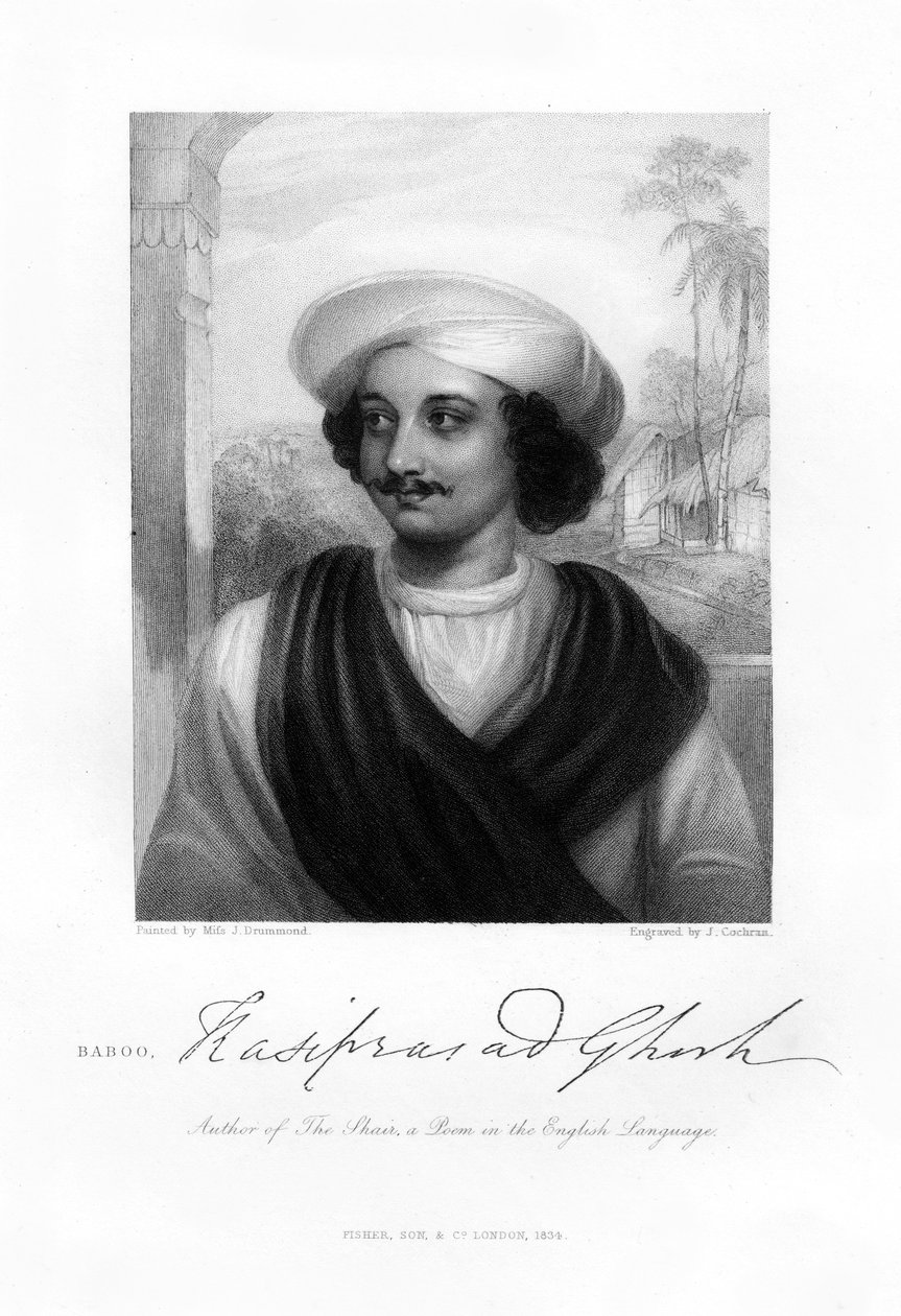 Kasi Das Prasad Ghosh, indyjski poeta, 1834 autorstwa J. Cochran