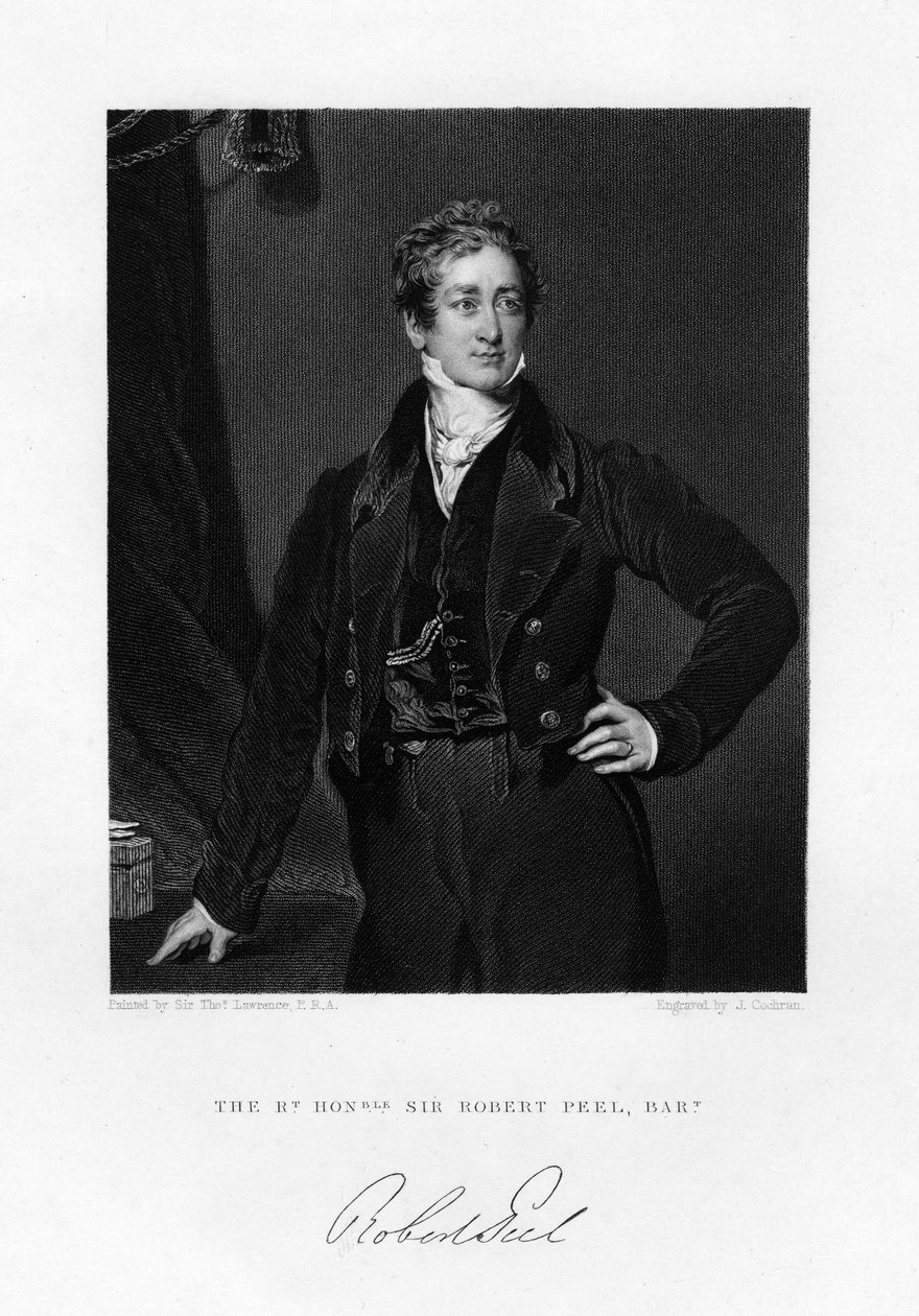 Sir Robert Peel, premier Wielkiej Brytanii, XIX wiek. autorstwa J. Cochran
