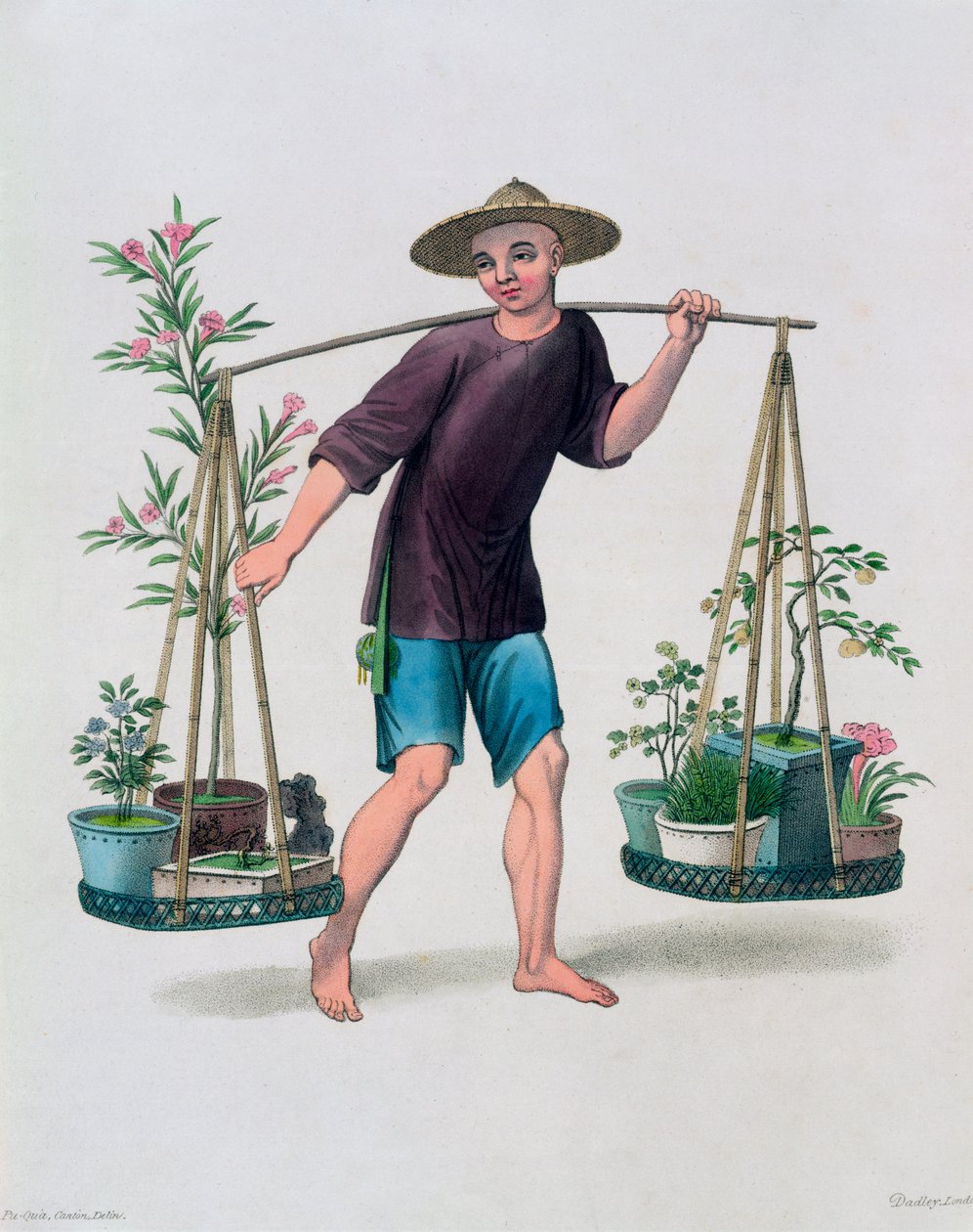 „Porter z drzewami owocowymi i kwiatami”, Chiny, 1800 autorstwa J Dadley