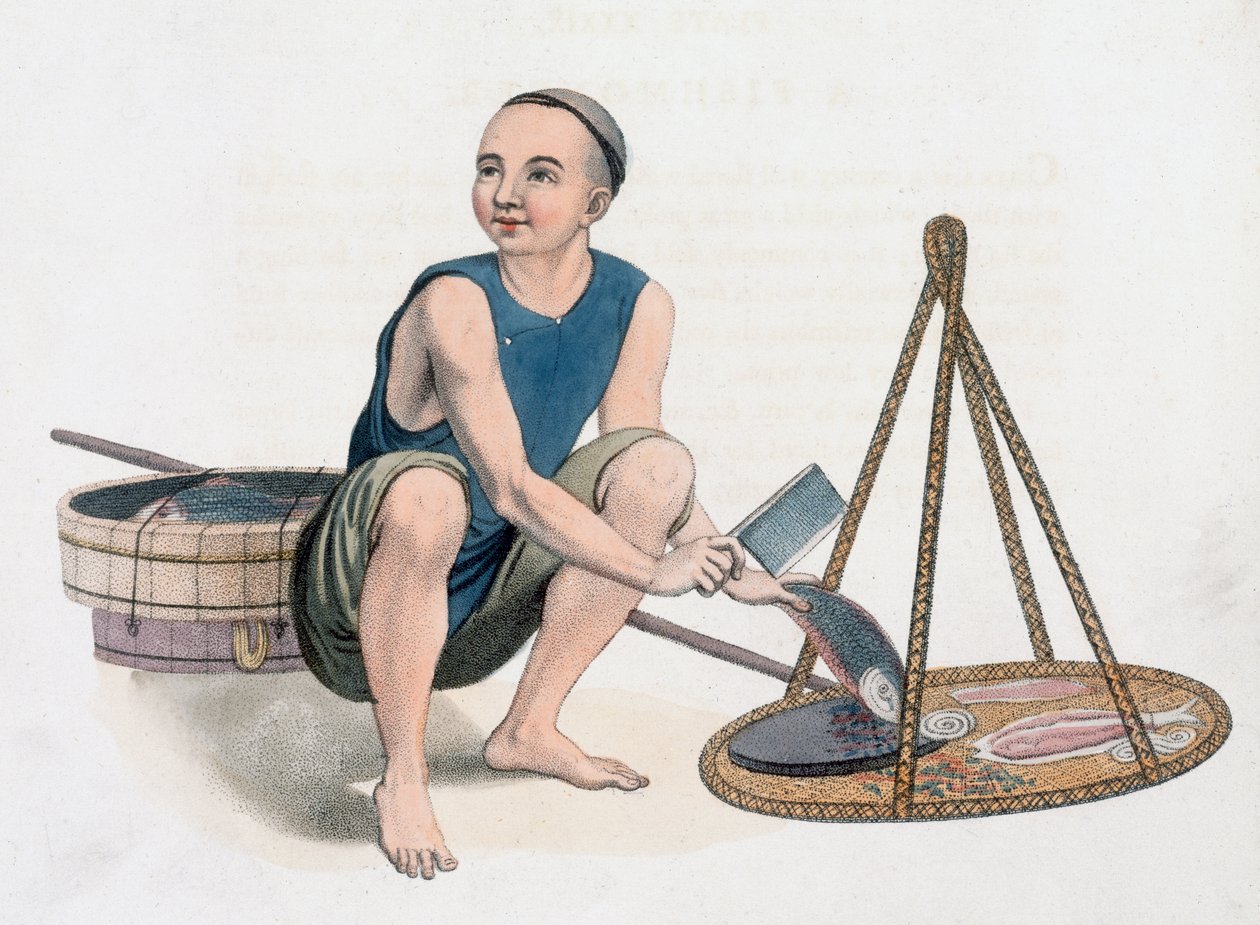Sprzedawca ryb, 1800 autorstwa J Dadley