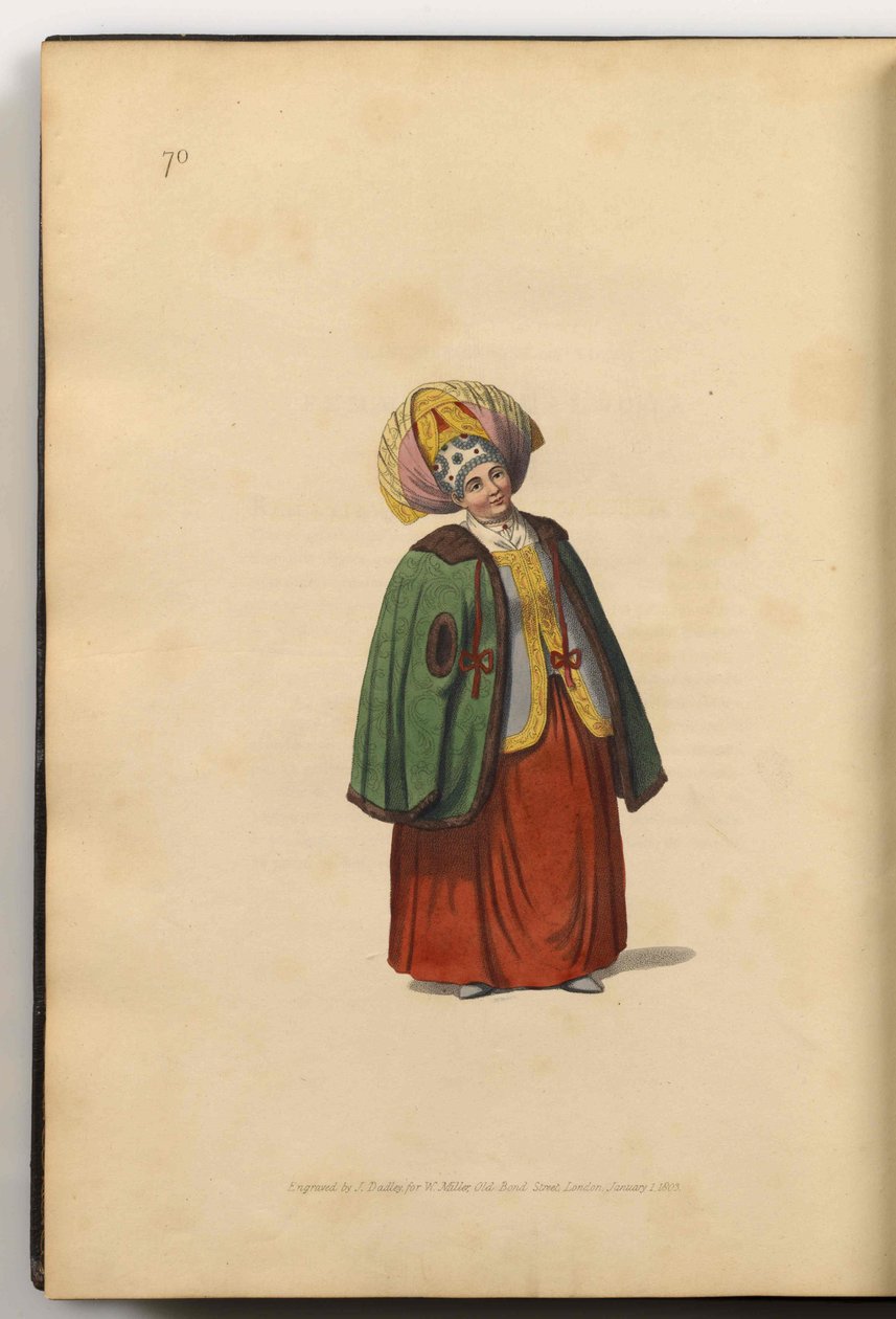Żona kupca Kaługi Z: Kostiumy Imperium Rosyjskiego, 1803 autorstwa J. Dadley