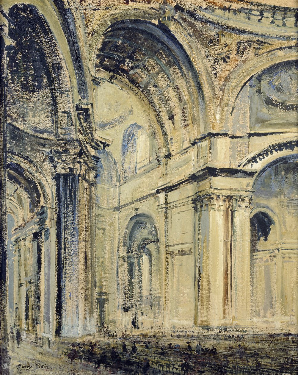 Wnętrze katedry św. Pawła (olej na płótnie ułożony na płycie) autorstwa J. F. Barry Pittar