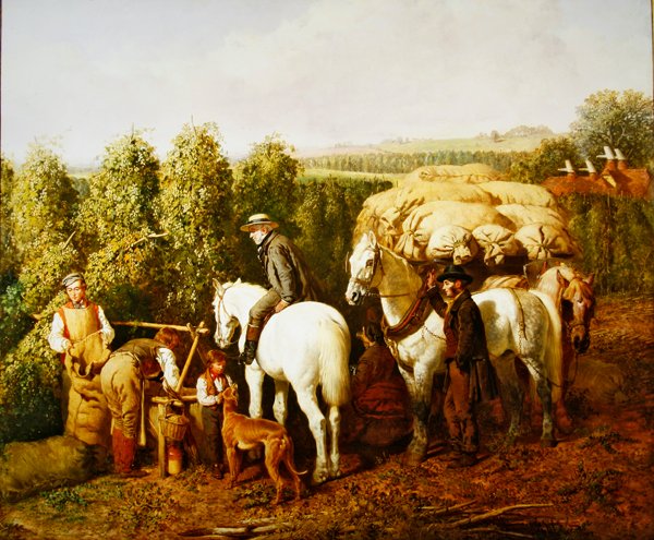 Kentish Hop-Garden (olej na płótnie) autorstwa J. F. and Bright H. Herring Snr.