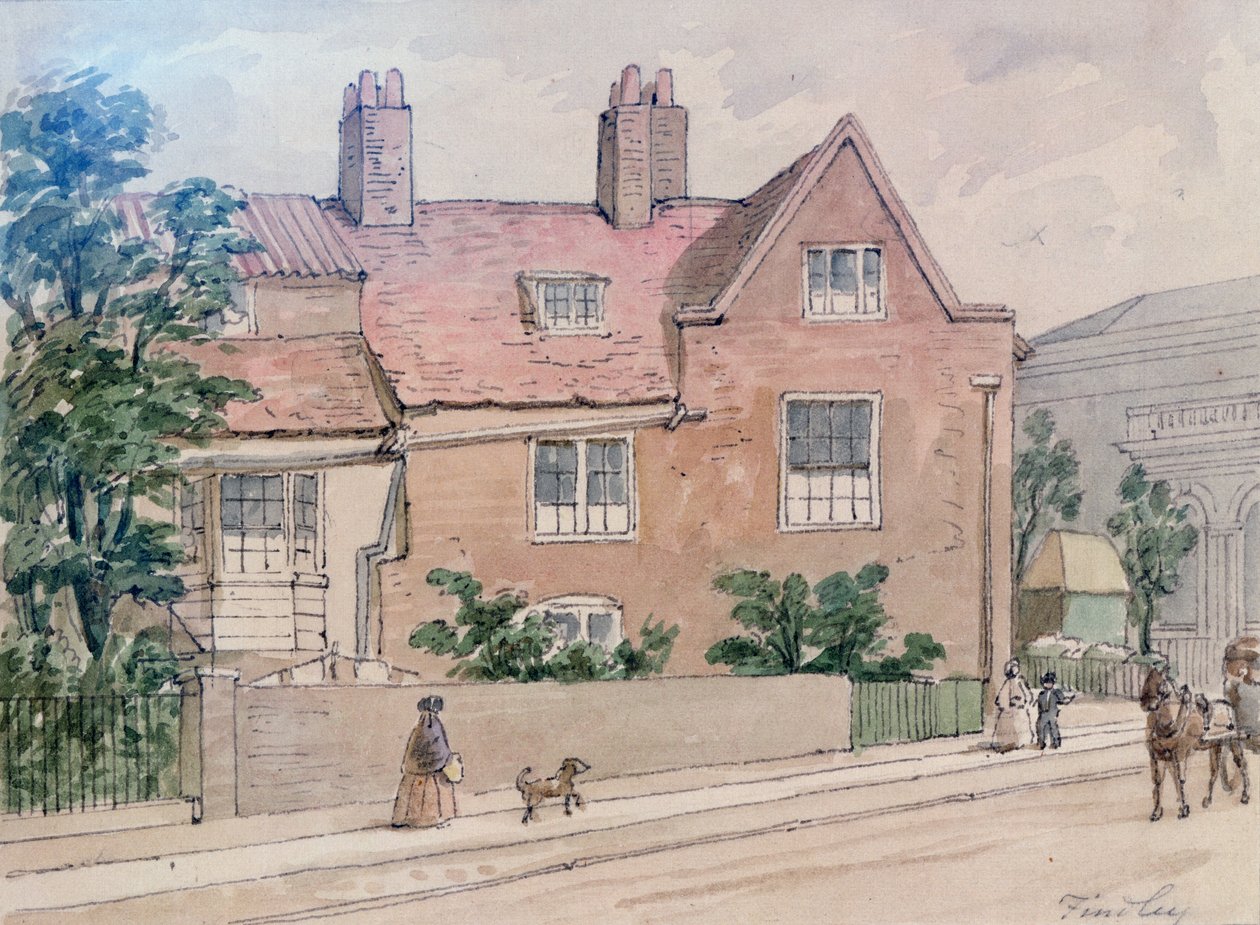 Stare domy w Kennington Green, 1855 autorstwa J. Findley
