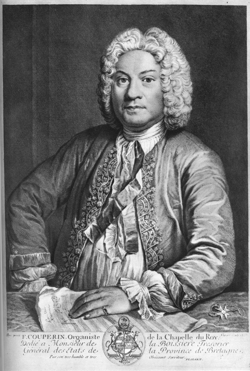 François Couperin , francuski kompozytor barokowy, organista i klawesynista, 1735 autorstwa J Flippart