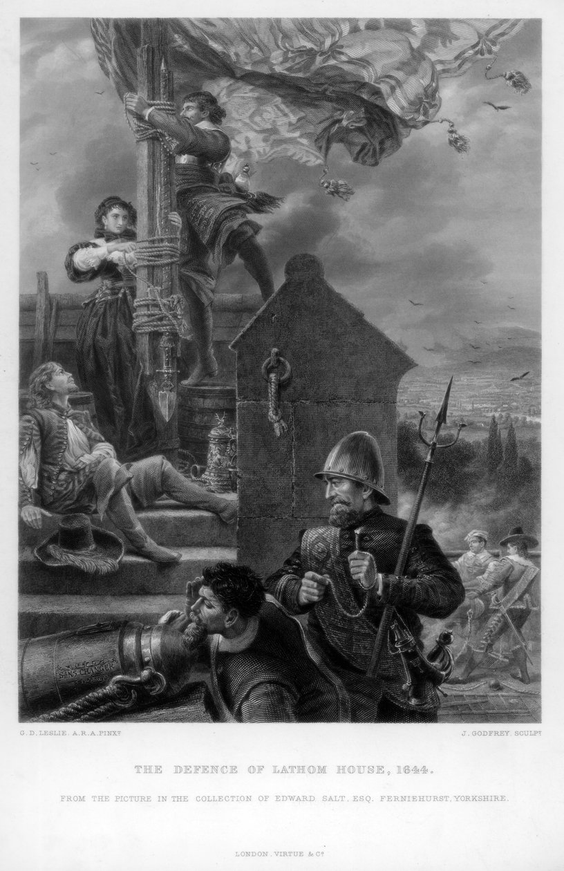 Obrona Domu Lathoma, 1644. autorstwa J. Godfrey