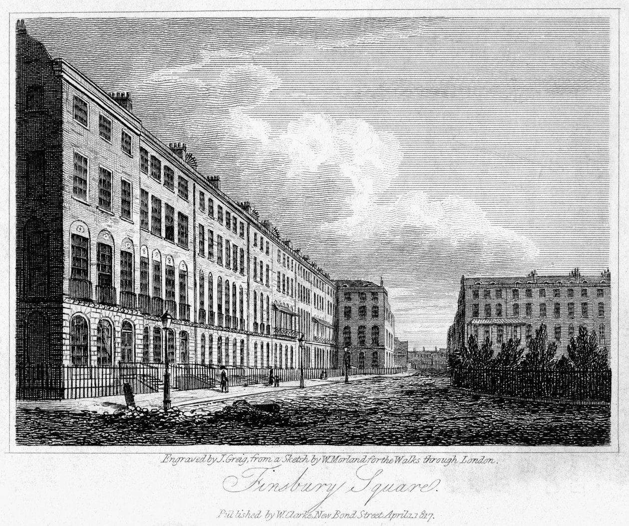 Plac Finsbury, Londyn, 1817. autorstwa J. Greig